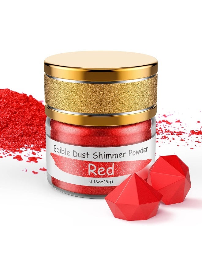 Jelife Red Edible Luster Dust - 5 Grams Food Grade Cake Dust Shimmer Powdered, Edible Metallic Powder Food Coloring for Cake Decorating, Chocolates, Fondant, Drinks, Painting & More, Vegan - Image 1